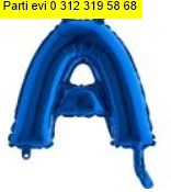 A harfi Mavi Folyo balon s�per kalite 14 inc 38 cm