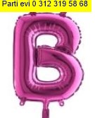 B harfi Fu�ya Ruby folyo balon s�per kalite 14 inc 38 cm