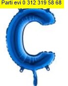 C harfi Mavi Folyo balon s�per kalite 14 inc 38 cm