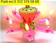 D�nen volkanl� m�zikli �i�ek �eklinde pasta mumu