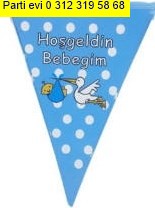 Ho�geldin bebe�im flamas� mavi erkek bebek parti malzemesi