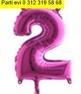 �ki rakam Numara Fu�ya ruby folyo �thal kaliteli 14 inc 38 cm folyo balon