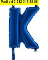 K harfi Mavi Folyo balon s�per kalite 14 inc 38 cm