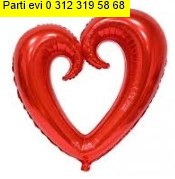 K�rm�z� i�i bo� kalp k�rm�z� folyo balon 80 cm