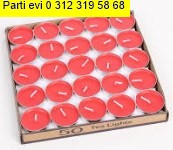 Yuvarlak k�rm�z� tealight mum 50 adet